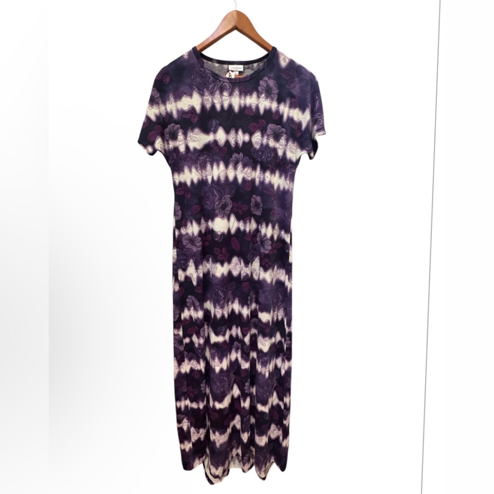 LULAROE NWT Maxi Dress Medium White Purple Tie Die Floral